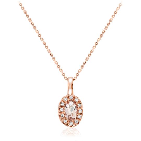 10k Rose Gold Morganite & Diamond Necklace