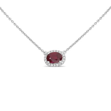 18k White Gold Ruby & Diamond Necklace