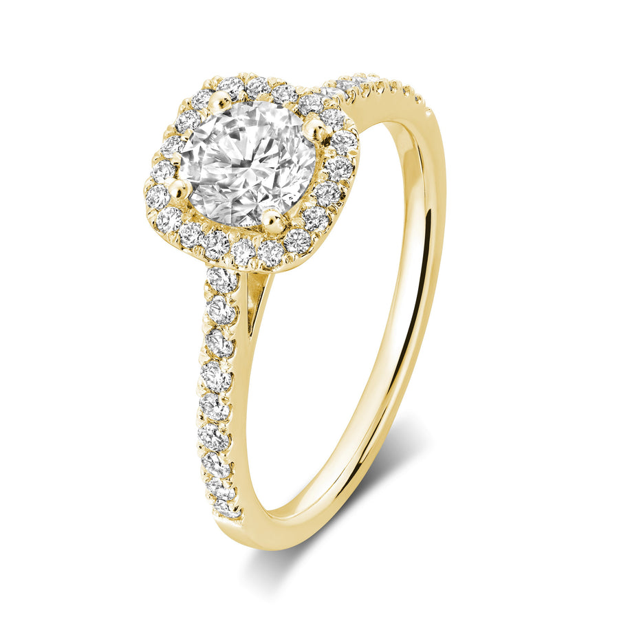 14k White Gold 0.26 Cushion Diamond Halo Engagement Ring
