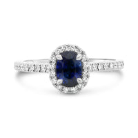 18k White Gold Diamond & Blue Sapphire Fashion Ring