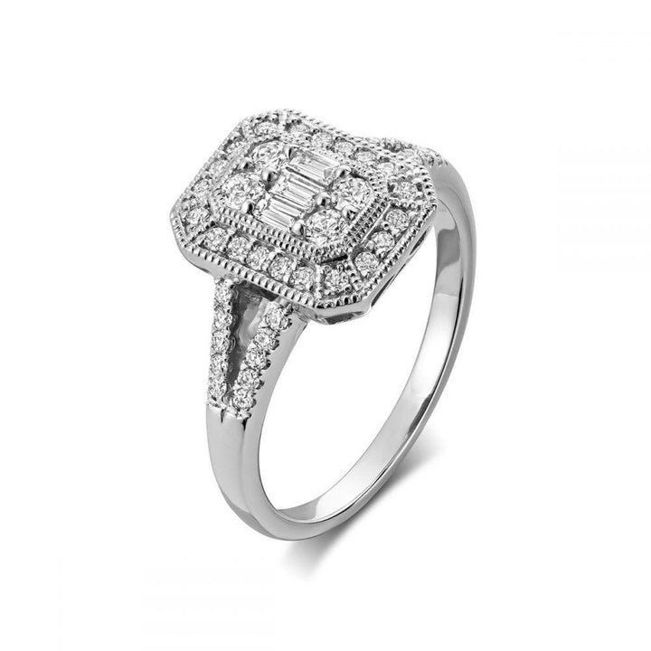 RNB 14K WHITE GOLD DIAMOND ENGAGEMENT RING CLUSTER - Appelt's Diamonds