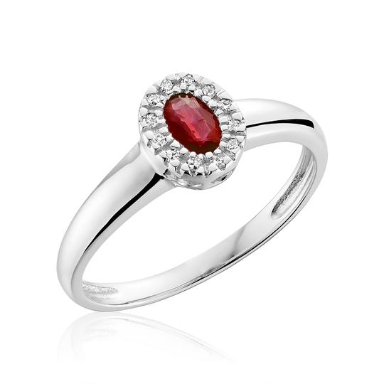 10k White Gold Ruby & Diamond Fashion Ring