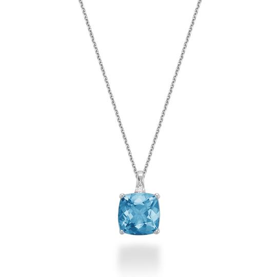 10k White Gold Diamond & Birthstone Necklace