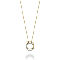 14k Gold Double Circle Diamond Necklace