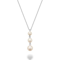 14k White Gold Pearl & Diamond Necklace