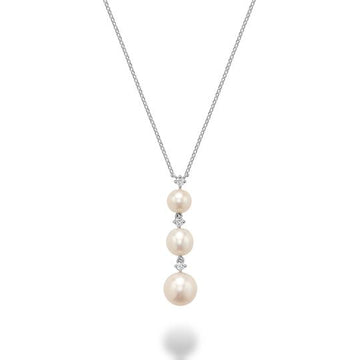 14k White Gold Pearl & Diamond Necklace