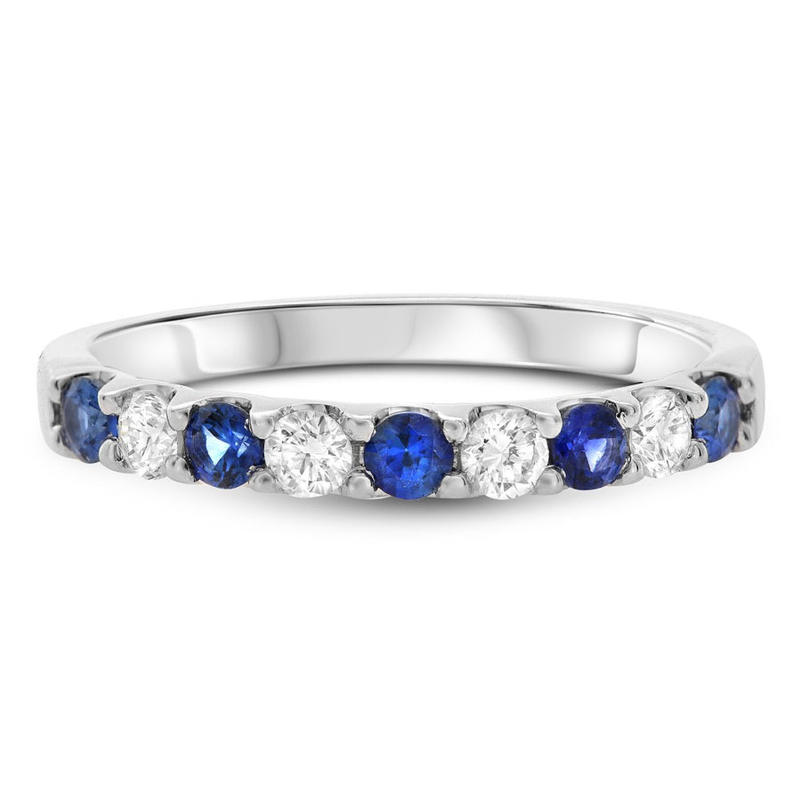 14k White Gold Diamond & Sapphire Fashion Ring