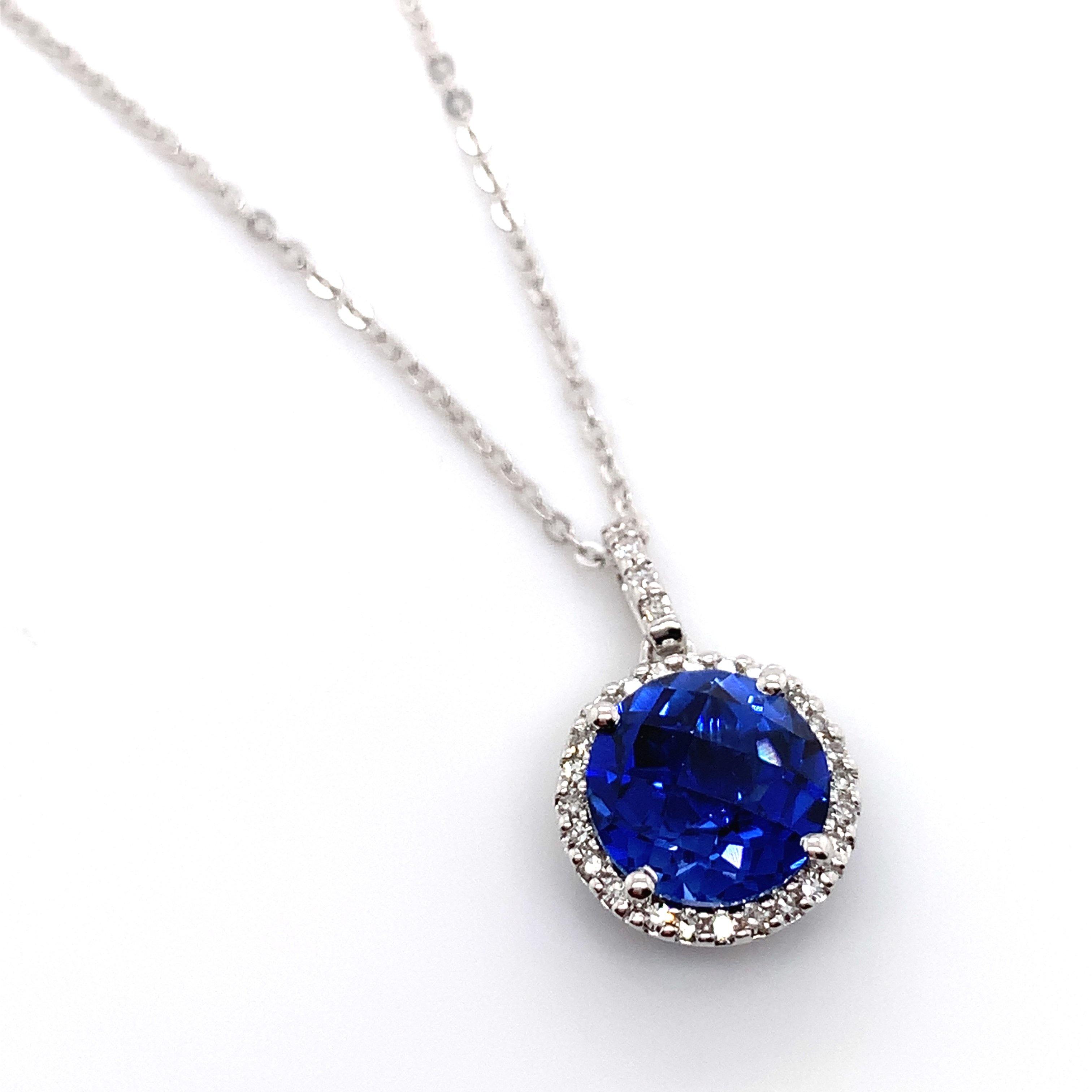 14K WHITE GOLD DIAMOND & COLOUR STONE ROUND NECKLACE - Appelt's Diamonds