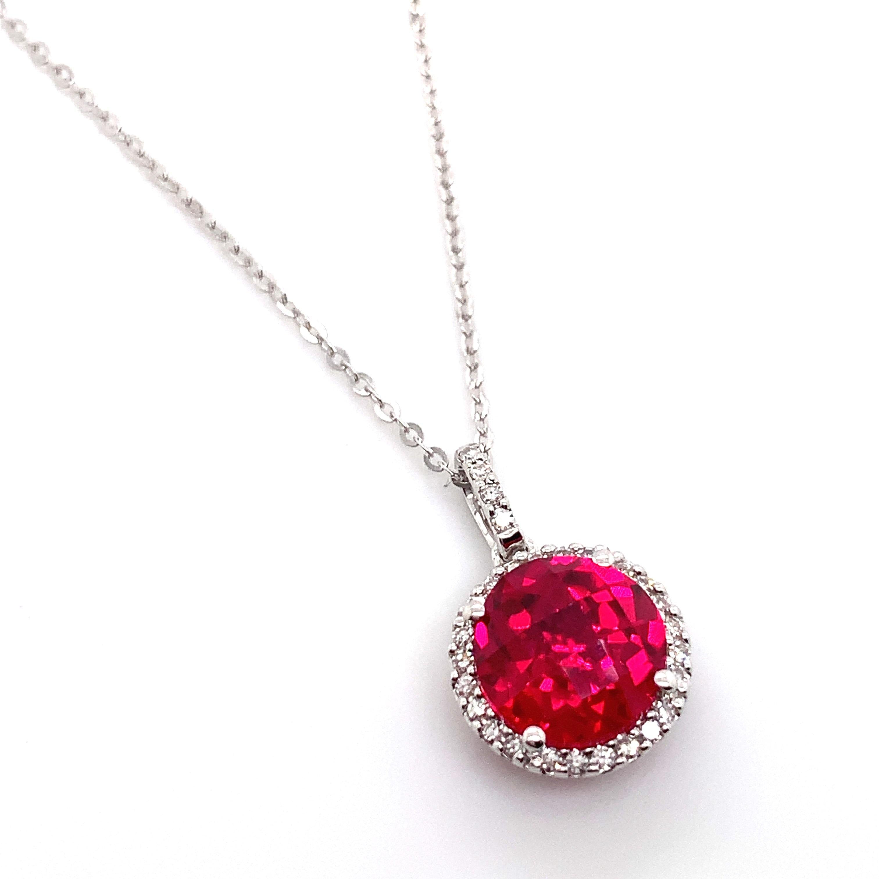 14K WHITE GOLD DIAMOND & COLOUR STONE ROUND NECKLACE - Appelt's Diamonds