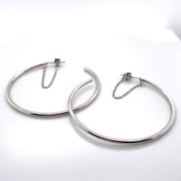 SILVER LARGE HOOP WITH SAFETY CHAIN EARRINGS - Appelt's Diamonds