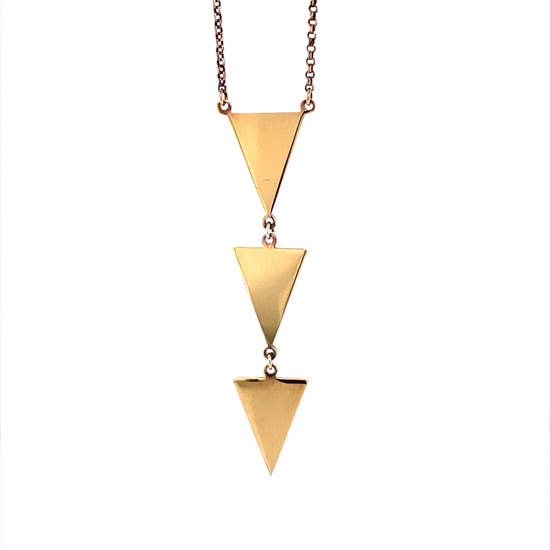 Gold Plated Trangle Drop Necklace