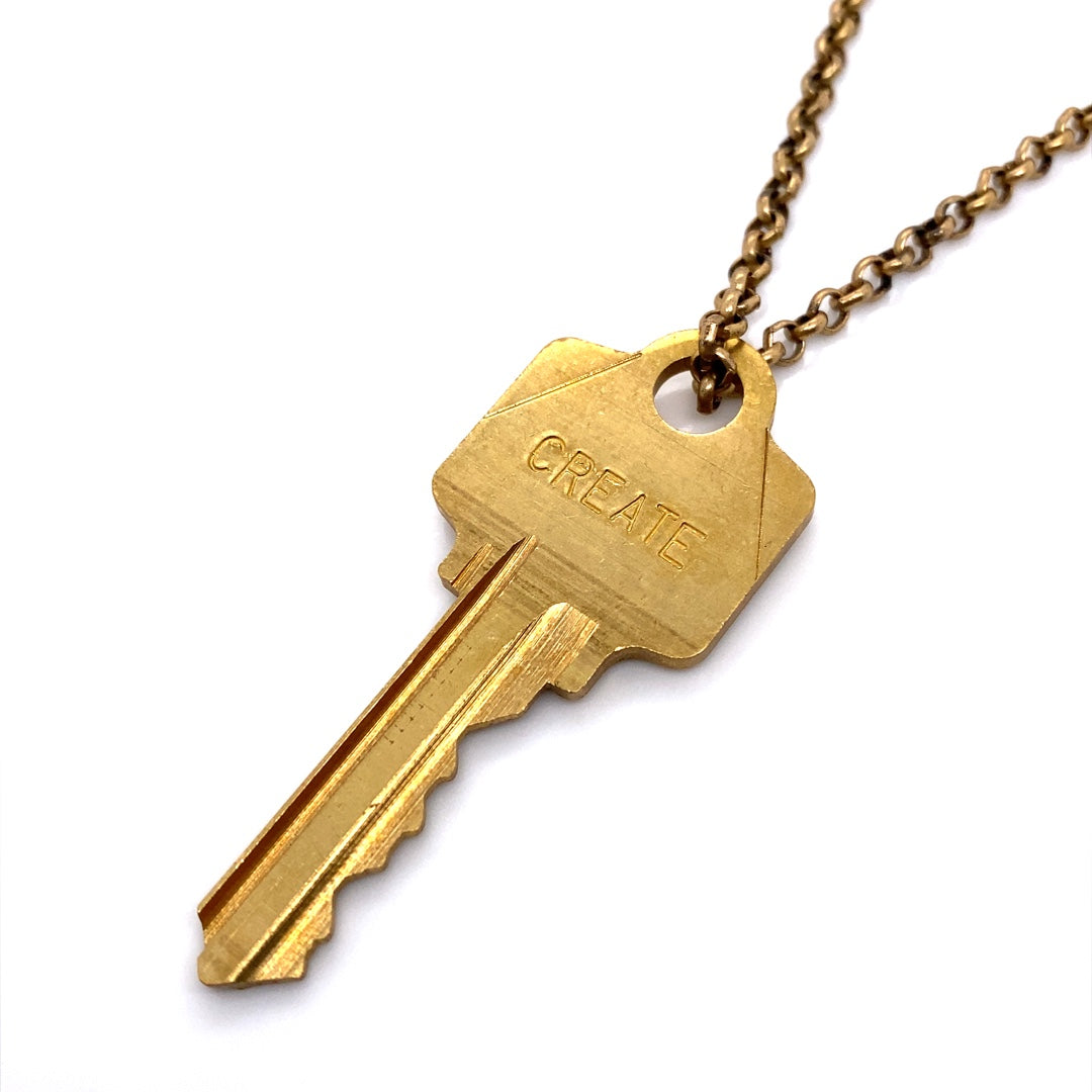 Giving Key Antique Gold Create Necklace