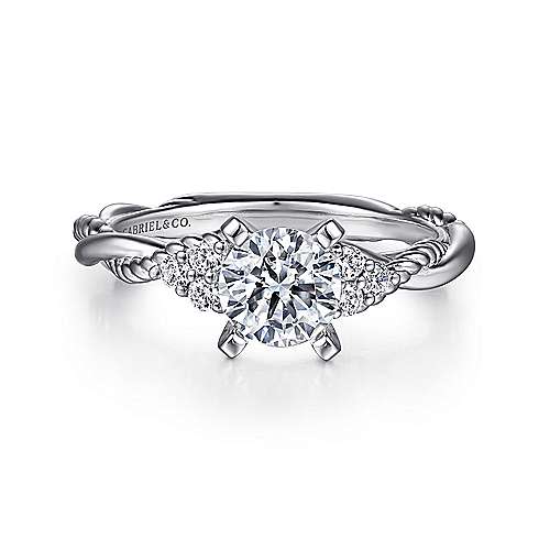 Gabriel & Co 14k White Gold Twisted Engagement Ring