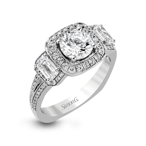 Simon G Three-Stone Engagement Ring