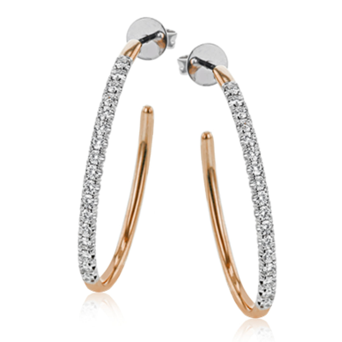 18k Rose Gold and Diamond Hoop Earrings