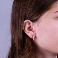 14k White Gold Diamond Huggie Earrings