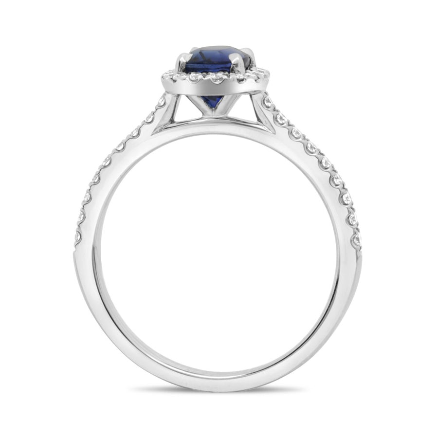 18k White Gold Diamond & Blue Sapphire Fashion Ring