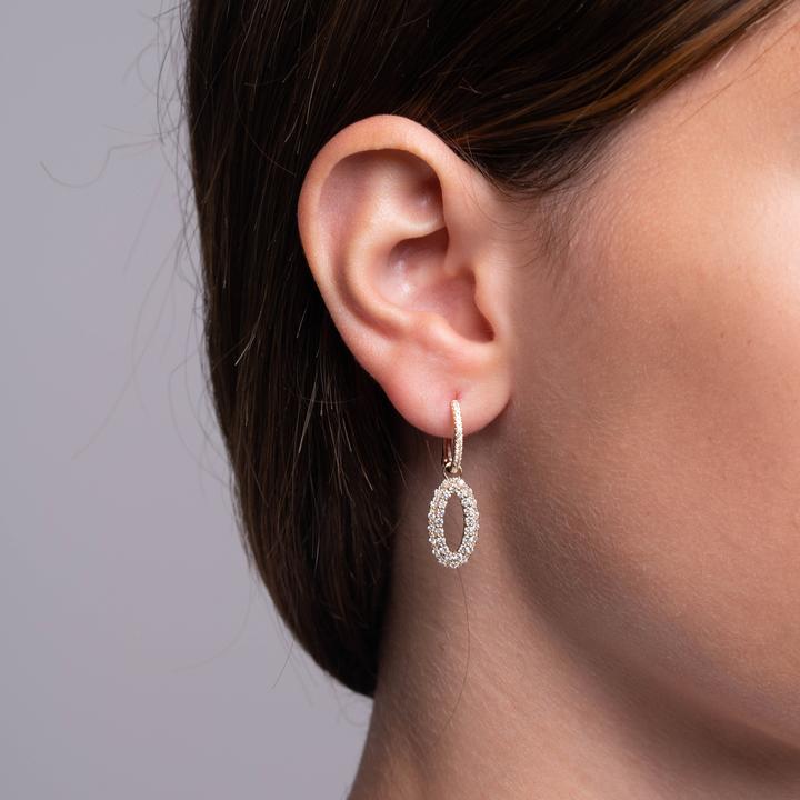 14k White Gold Diamond Hoop & Dangle Earrings