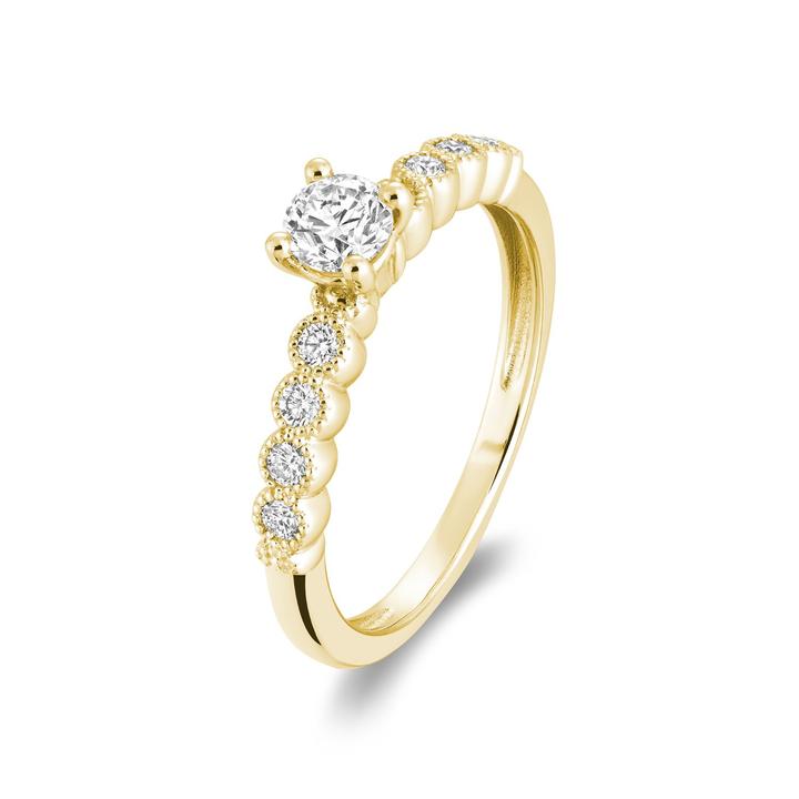 14k Gold Round Brilliant Diamond Engagement Ring