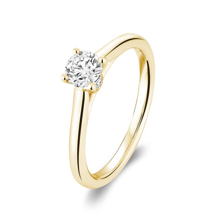 14k Gold Round Brilliant Diamond Engagement Ring
