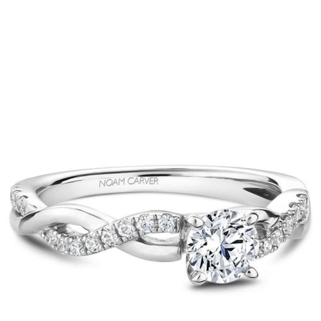 Noam Carver Twist Band 14k White Gold 0.33 Round Diamond Engagement Ring