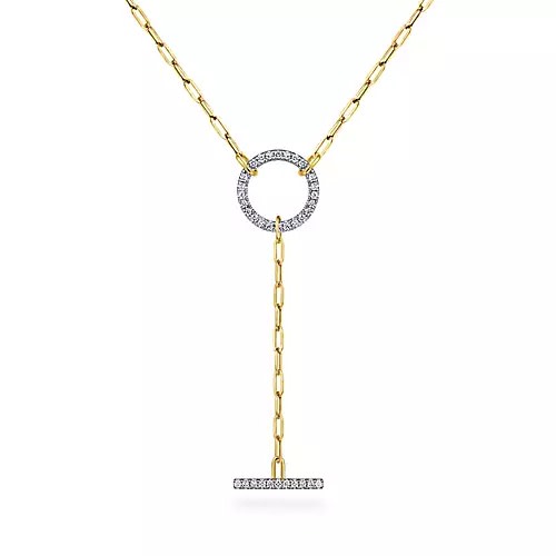 14K Yellow Gold Diamond Y-Knot Necklace