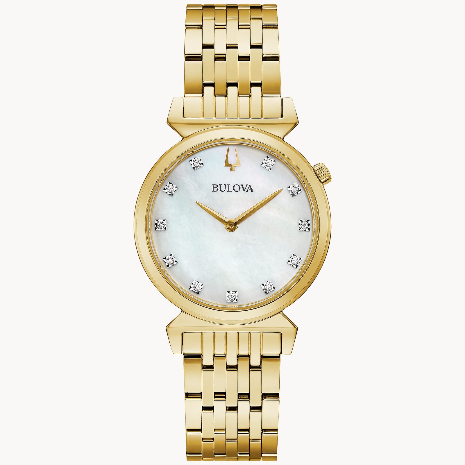 Diamond & Mother of Pearl Dial Gold Tone Watch