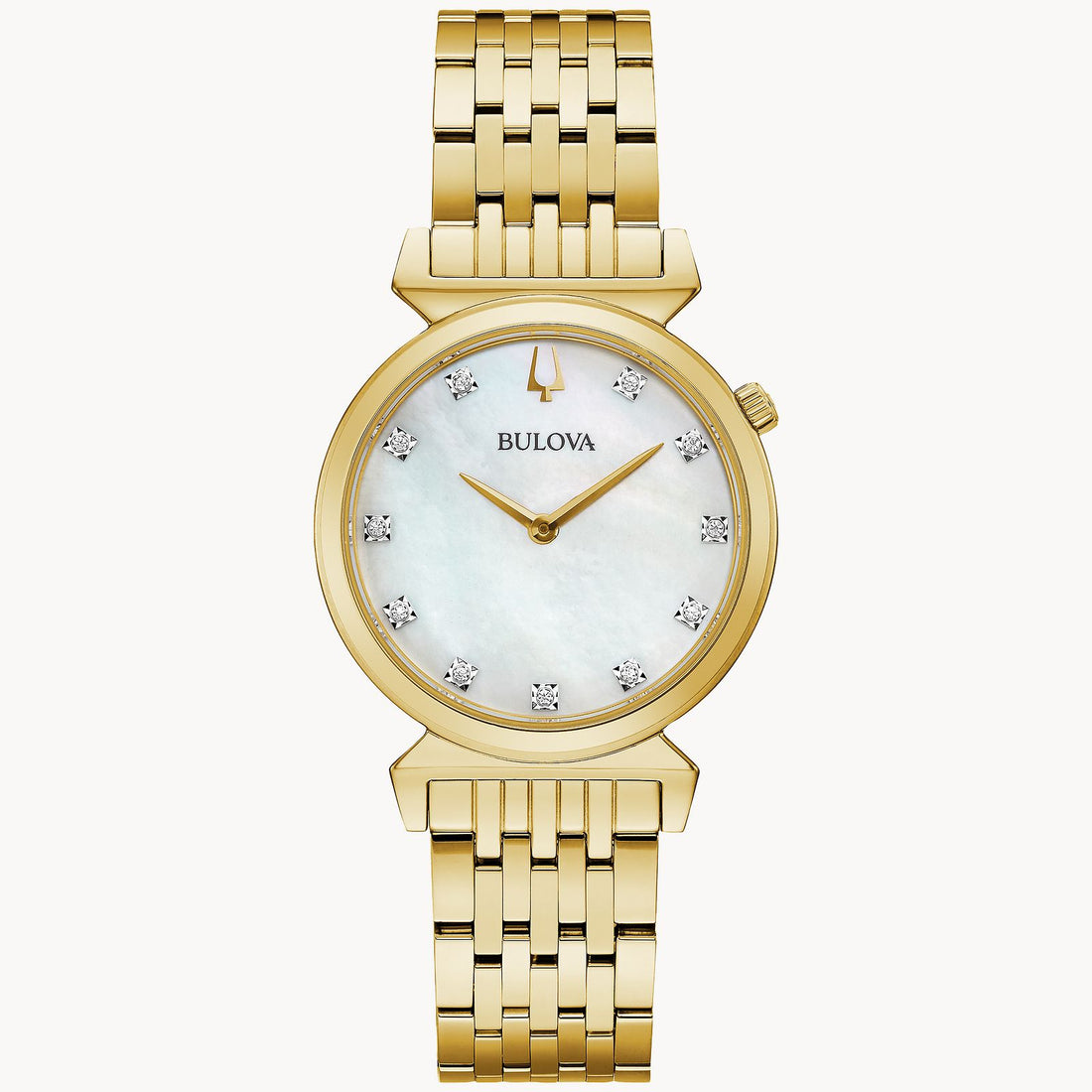 Ladies Diamond & Mother of Pearl Dial Gold Tone Watch