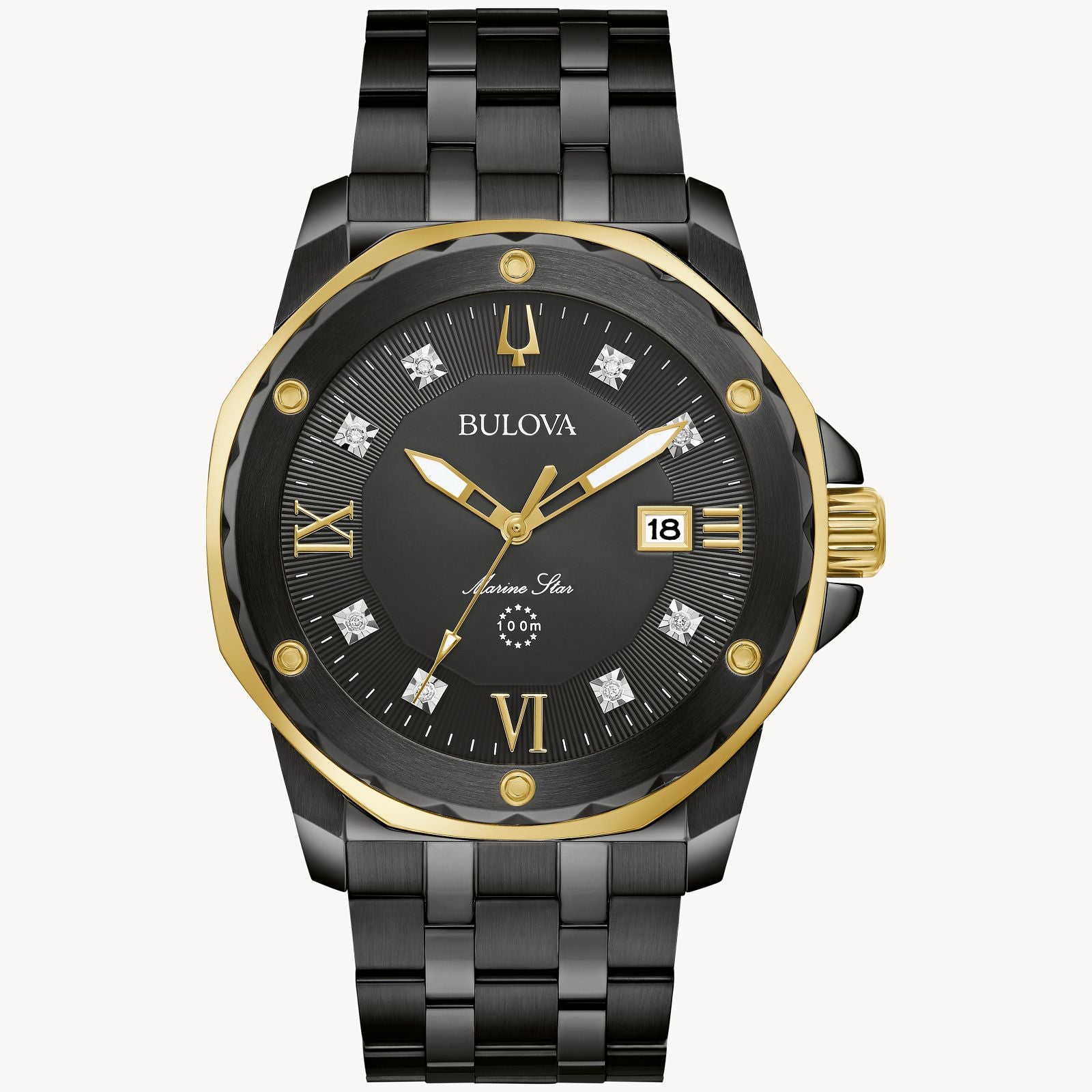Black & Gold Dial Black Stainless Steel Watch