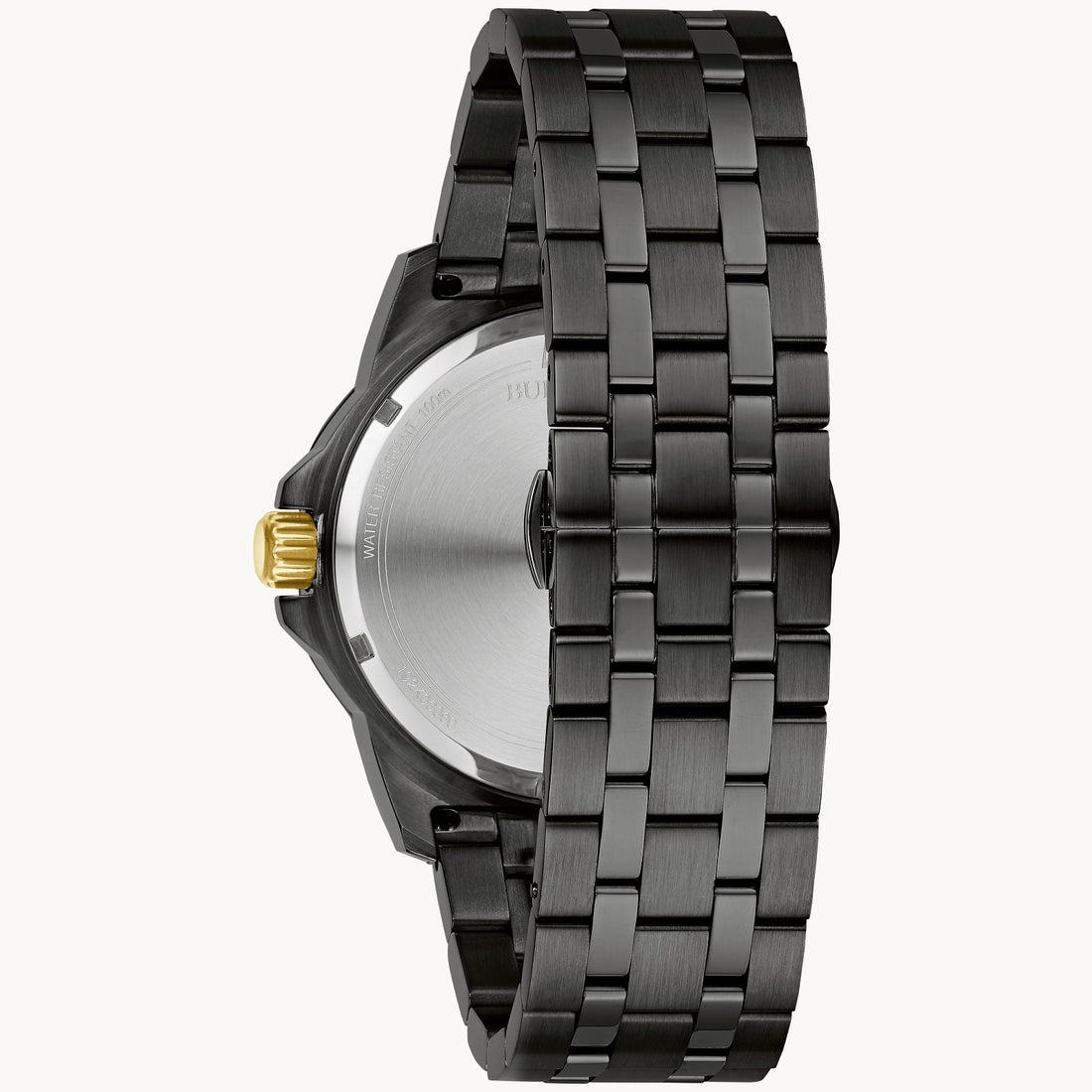 Mens Black & Gold Dial Black Stainless Steel Watch