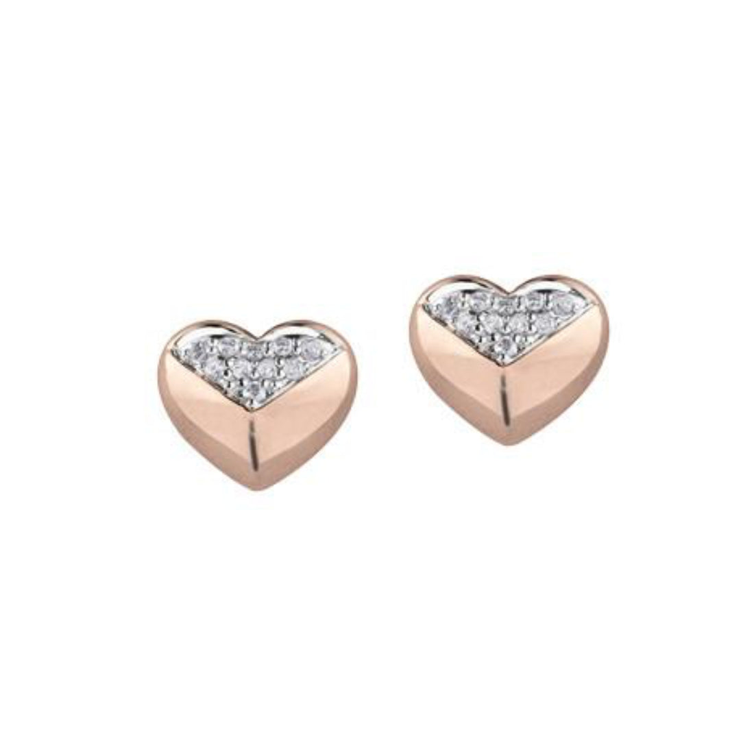 10K Rose Gold Heart Diamond Earrings