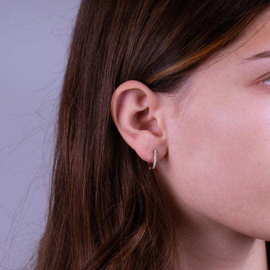 Curved Diamond Huggie Earrings