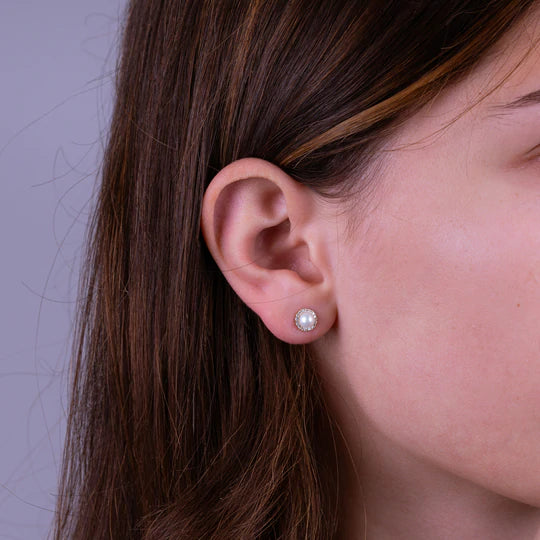 Pearl Diamond Stud Earrings