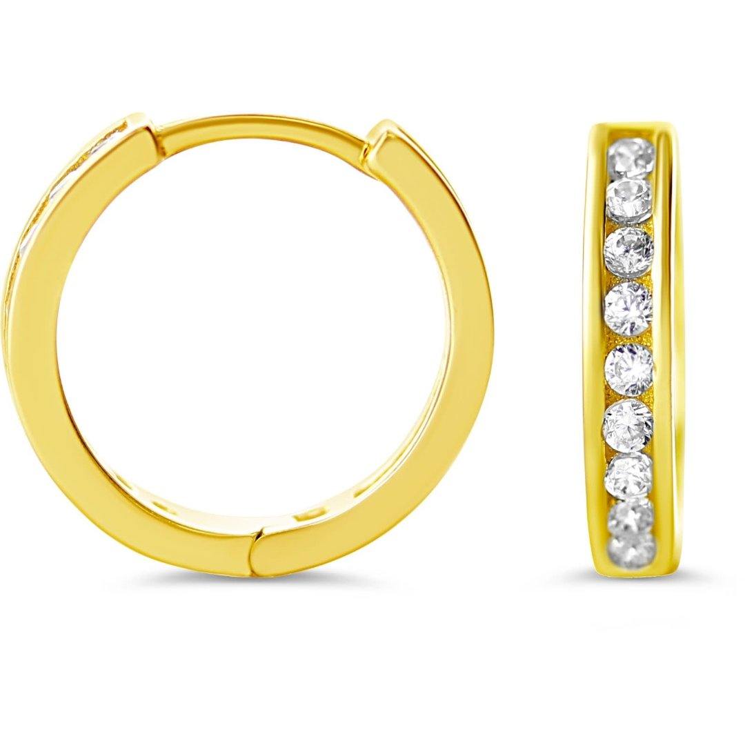 10K GOLD MINI HUGGIE WITH CZ EARRINGS - Appelt's Diamonds