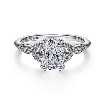 Gabriel & Co 14k White Gold Victorian Oval Engagement Ring