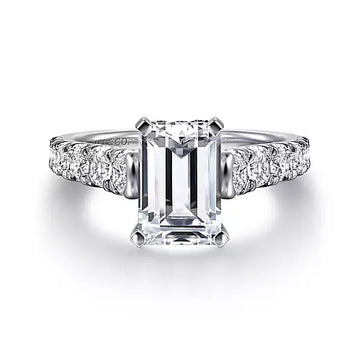 Gabriel & Co 14k White Gold Emerald Cut Engagement Ring