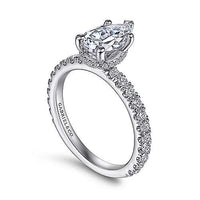 Gabriel & Co 14k White Gold Pear Halo Engagement Ring