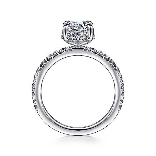 Gabriel & Co 14k White Gold Round Cut Hidden Halo Engagement Ring