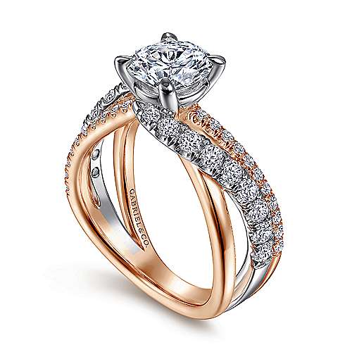 Gabriel & Co 14k White & Rose Gold Diamond Twist Engagement Ring
