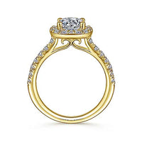 Gabriel & Co 14k Yellow Gold Cushion Shaped Halo Engagement Ring