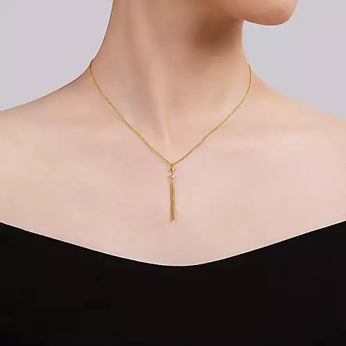 14k Yellow Gold Vertical Bar Necklace