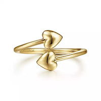 14k Yellow Gold Double Puffed Heart Ring
