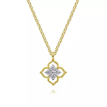 14k Yellow Gold Floral Shaped Pendant