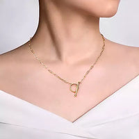 14K Yellow Gold Paperclip Chain Toggle Necklace