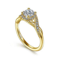 Gabriel & Co 14k Yellow Gold Diamond Halo Engagement Ring