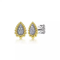 14k Yellow & White Gold Teardrop Diamond Earrings
