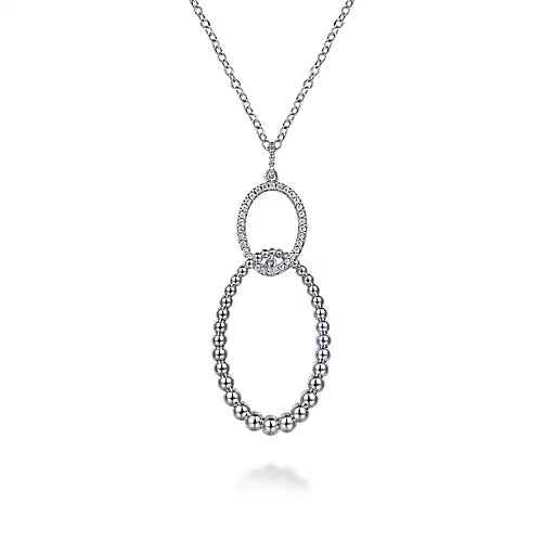 Sterling Silver Bujukan White Sapphire Circle Pendant Necklace