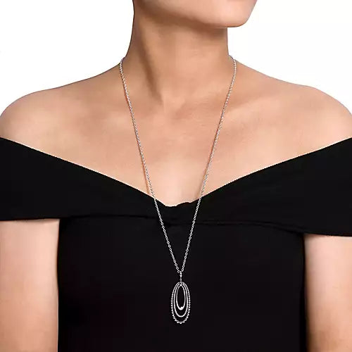Sterling Sliver Bujukan Oval Drop Necklace