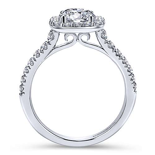 Gabriel & Co Platinum Cushion Shaped Halo Engagement Ring