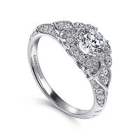 Gabriel & Co 14k White Gold Vintage Inspired Engagement Ring